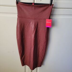Spanx Faux Leather Pencil Skirt NWT Brick